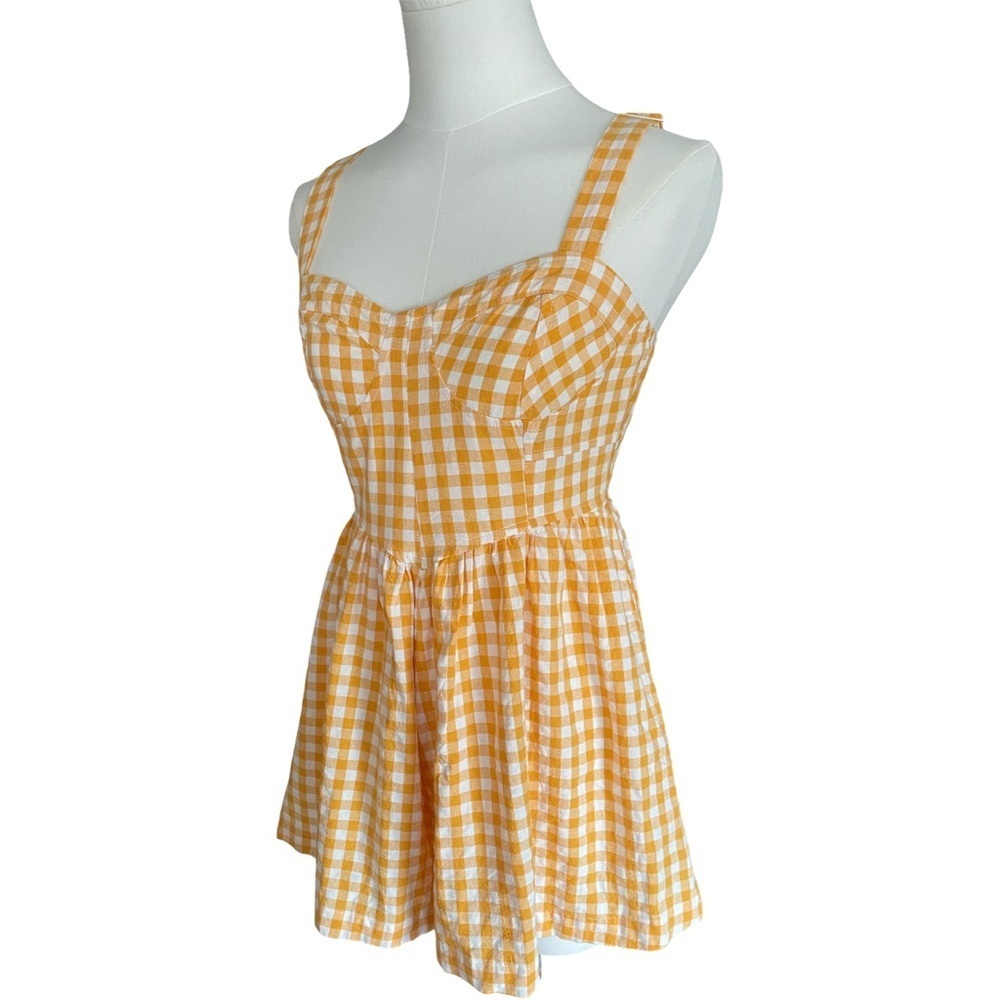Lulu’s Precious Trend Yellow and White Gingham Bustier Romper Size Small - Picture 9 of 14